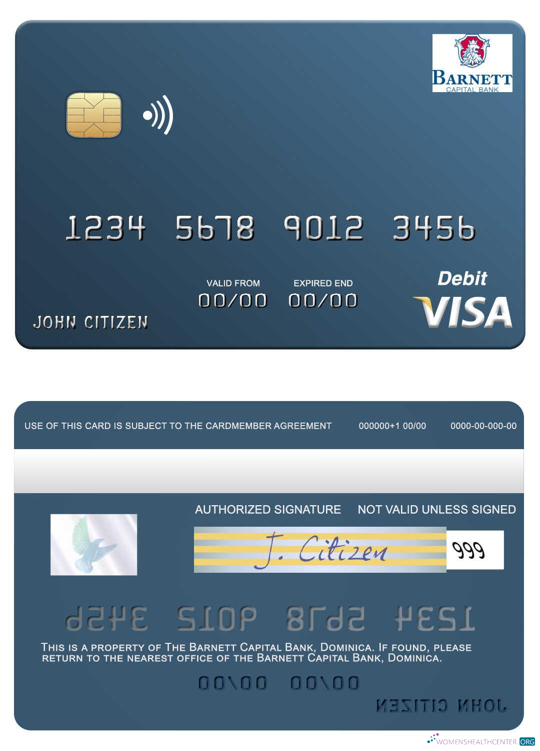 Download Dominica Barnett Capital Bank visa debit card Photoshop template